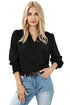 Elegant Surplice Neckline Shirred Cuff Woven Blouse