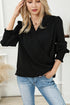 Elegant Surplice Neckline Shirred Cuff Woven Blouse