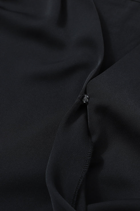 Elegant Surplice Neckline Shirred Cuff Woven Blouse