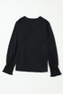Elegant Surplice Neckline Shirred Cuff Woven Blouse