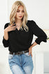 Elegant Surplice Neckline Shirred Cuff Woven Blouse