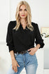 Elegant Surplice Neckline Shirred Cuff Woven Blouse