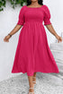 Elegant Swiss Dot Smocked Frilled Short Sleeve Maxi Dress