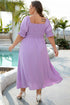 Elegant Swiss Dot Smocked Frilled Short Sleeve Maxi Dress
