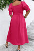Elegant Swiss Dot Smocked Frilled Short Sleeve Maxi Dress