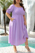 Elegant Swiss Dot Smocked Frilled Short Sleeve Maxi Dress