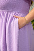 Elegant Swiss Dot Smocked Frilled Short Sleeve Maxi Dress
