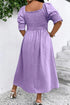 Elegant Swiss Dot Smocked Frilled Short Sleeve Maxi Dress