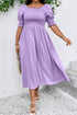 Elegant Swiss Dot Smocked Frilled Short Sleeve Maxi Dress