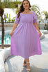 Elegant Swiss Dot Smocked Frilled Short Sleeve Maxi Dress