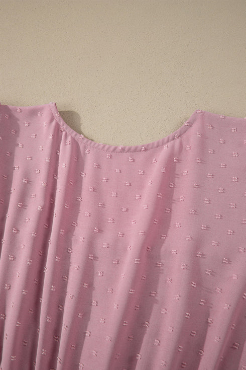 Elegant Swiss Dot Smocked High Waist Flowy Midi Dress