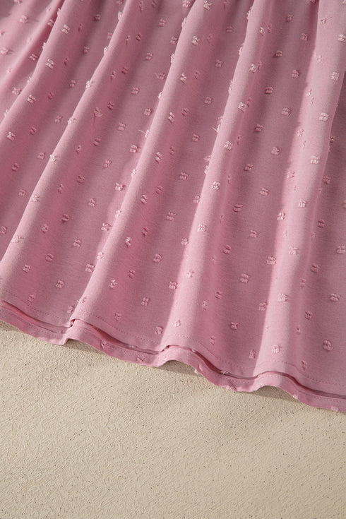 Elegant Swiss Dot Smocked High Waist Flowy Midi Dress