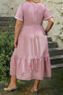 Elegant Swiss Dot Smocked High Waist Flowy Midi Dress