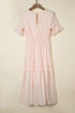Elegant Swiss Dot Tiered Empire Waist Maxi Dress