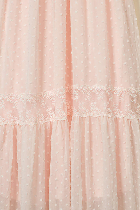 Elegant Swiss Dot Tiered Empire Waist Maxi Dress