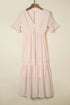 Elegant Swiss Dot Tiered Empire Waist Maxi Dress