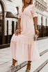 Elegant Swiss Dot Tiered Empire Waist Maxi Dress