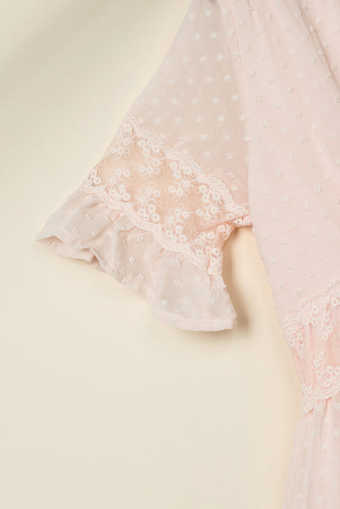 Elegant Swiss Dot Tiered Empire Waist Maxi Dress