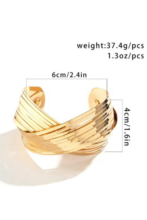 Elegant Textured Metal Crossover Cuff Bracelet