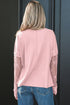 Elegant Textured Patchwork Bow Detail Long Sleeve Top