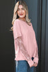 Elegant Textured Patchwork Bow Detail Long Sleeve Top