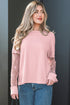 Elegant Textured Patchwork Bow Detail Long Sleeve Top