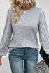 Elegant Textured Ribbed Long Bishop Sleeve Top