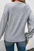 Elegant Textured Ribbed Long Bishop Sleeve Top