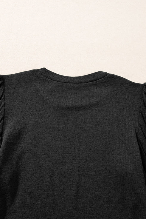 Elegant Textured Ribbed Long Bishop Sleeve Top