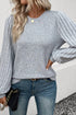 Elegant Textured Ribbed Long Bishop Sleeve Top
