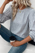 Elegant Textured Ribbed Long Bishop Sleeve Top