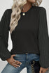 Elegant Textured Ribbed Long Bishop Sleeve Top
