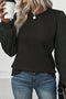 Elegant Textured Ribbed Long Bishop Sleeve Top