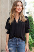 Elegant V Neck Half Sleeve Lightweight Woven Blouse