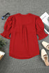 Elegant V Neck Half Sleeve Lightweight Woven Blouse