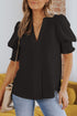 Elegant V Neck Half Sleeve Lightweight Woven Blouse