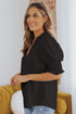 Elegant V Neck Half Sleeve Lightweight Woven Blouse