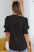 Elegant V Neck Half Sleeve Lightweight Woven Blouse