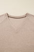 Elegant V Neck Lace Patchwork Detail Long Sleeve Top