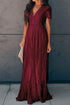 Elegant V Neck Ladder Trim Lace Maxi Dress