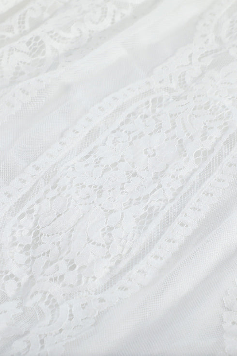 Elegant V Neck Ladder Trim Lace Maxi Dress