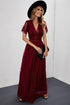 Elegant V Neck Ladder Trim Lace Maxi Dress