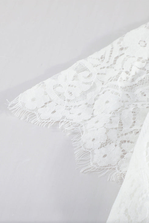 Elegant V Neck Ladder Trim Lace Maxi Dress