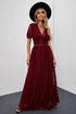 Elegant V Neck Ladder Trim Lace Maxi Dress