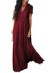 Elegant V Neck Ladder Trim Lace Maxi Dress