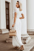 Elegant V Neck Ladder Trim Lace Maxi Dress