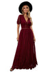 Elegant V Neck Ladder Trim Lace Maxi Dress