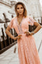 Elegant V Neck Ladder Trim Lace Maxi Dress
