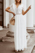 Elegant V Neck Ladder Trim Lace Maxi Dress