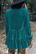 Elegant V Neck Velvet Peplum Puff Sleeve Blouse